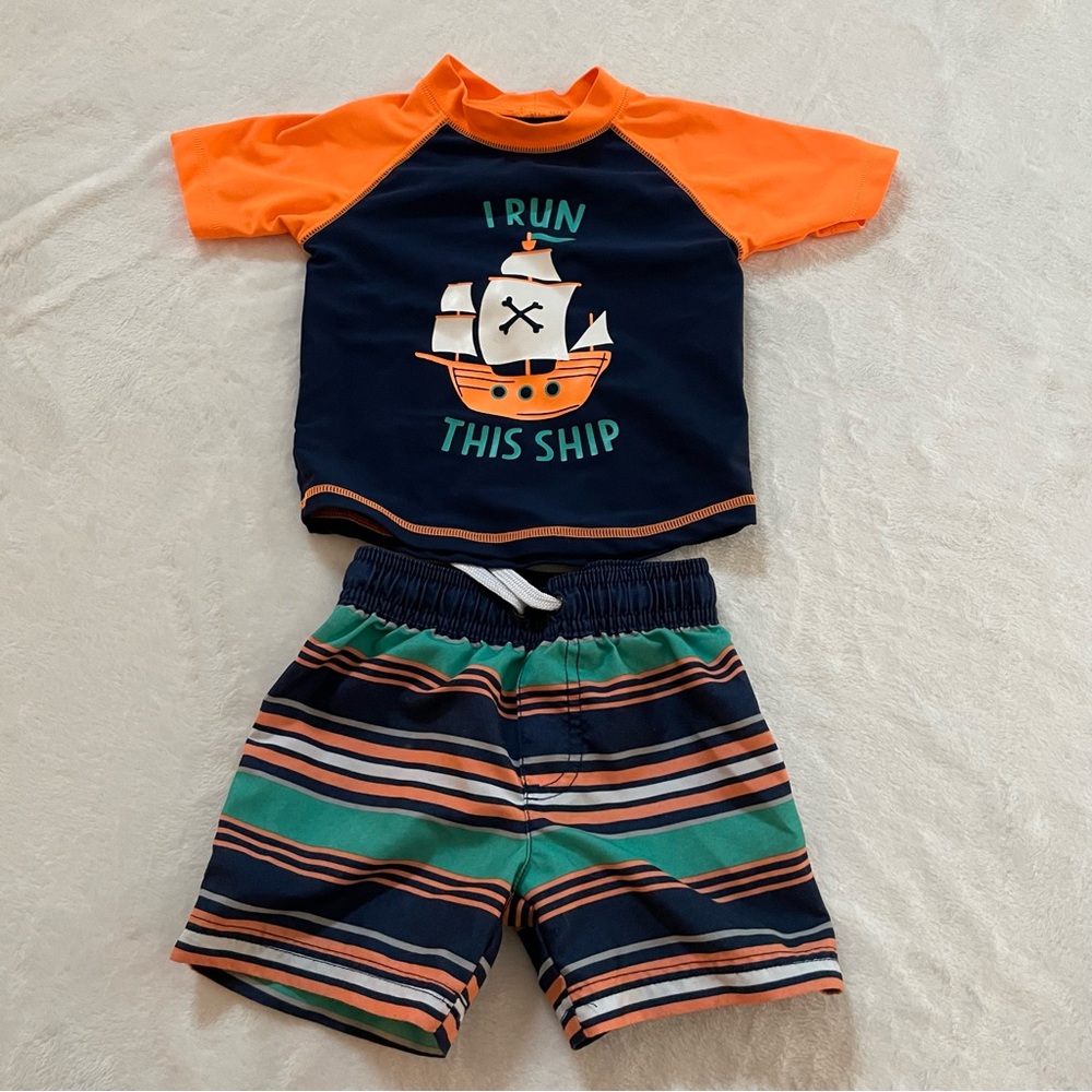 Carters - swim trunks and shirt set